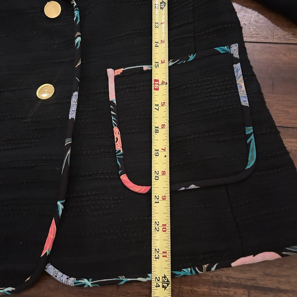 Kate Spade Black Blossom-Trimmed Tweed Blazer Size 10 MSRP 238.00 - Picture 6 of 14